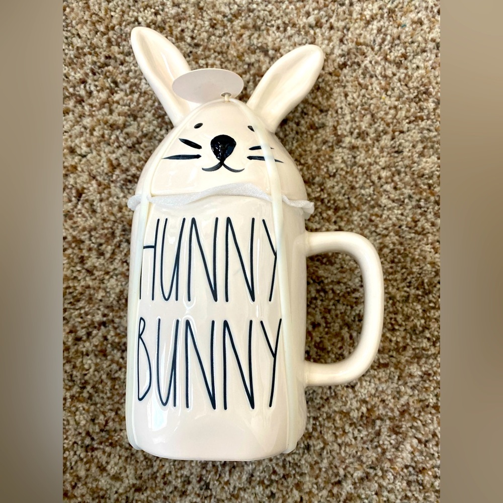 RAE DUNN Hunny Bunny mug with topper
